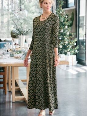 Soft Surroundings Reverie Jacquard Knit Maxi Dress Size XL